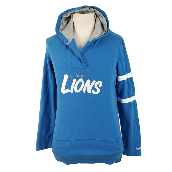 Detroit Lions Hoodie Womens Large Blue Nike NFL Team Apparel Pullover Football - Picture 1 of 9